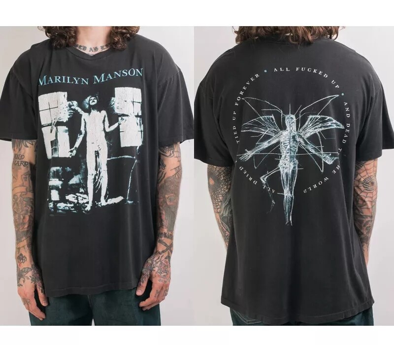 1996 Marilyn Manson Antichrist Superstar 2 Side Black Unisex Tshirt Reprint