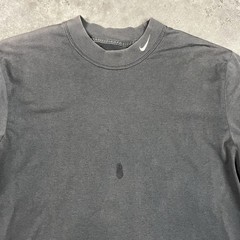 Nike T Shirt Mens Large Black Sun Fade Long Sleeve Mock Neck Distressed Preowned