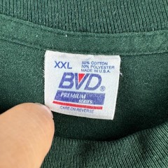 Vintage BVD T Shirt Mens 2XL Green Blank Selvedge Pocket Tee USA Single Stitch