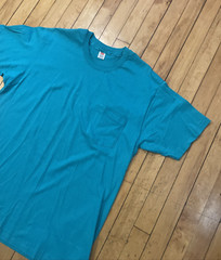 Vintage 90s Hanes Teal Green men’s XL Single Stitch Blank Pocket T-Shirt used