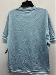 Alfani Men’s Sparrow Blue V-Neck Stretch Short Sleeve Striped Shirt Sz L NWT