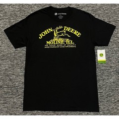 John Deere Mens Graphic T-Shirt Black Short Sleeve Moline Ill Logo AB1010 NWT M