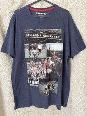 Shoot! Football T Shirt England 4 Germany 2 1966 World Cup Blue Top Large