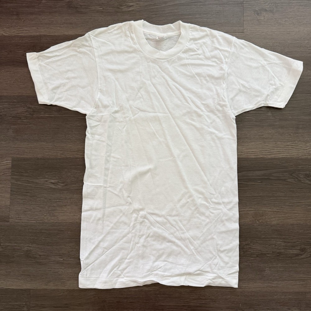 VTG 80s Fruit of the Loom THIN T-Shirt White S 34-36 Blank USA NOS