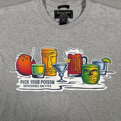 Vtg Abercrombie & Fitch Shirt Mens XL Gray Pick Your Poison Graphic Tee Cocktail