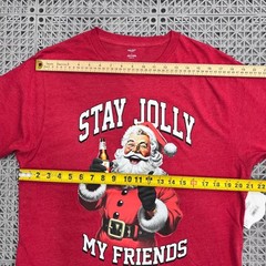 Stay Jolly My Friends Santa Graphic Tee Mens Large Red Christmas Holiday Time