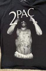 2PAC Tupac Mens Graphic Tee Black T-Shirt Thug Life Fade Hip Hop Rap Size L
