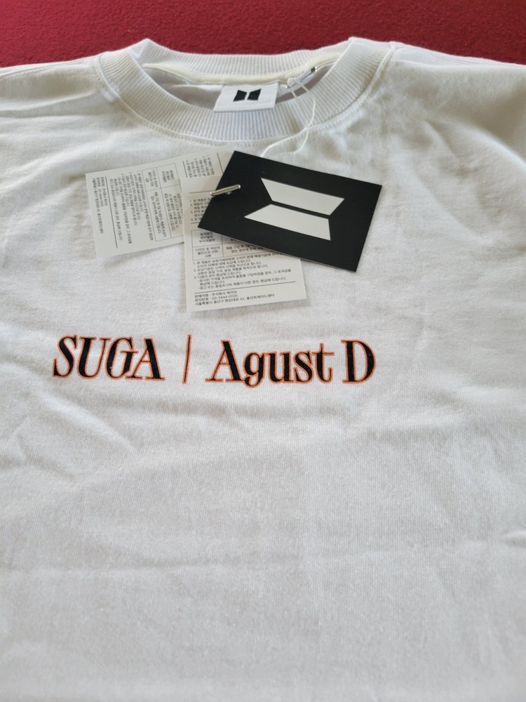 HYBE SUGA Agust D Tour D-DAY Graphic Logo Long Sleeve Crew Tee White S
