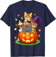 Cute Kittens Pumpkin Halloween Spooky Season Unisex T-Shirt