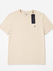 Tommy Hilfiger Men’s Beige Cotton Knit Solid Logo Crewneck Tee XXL