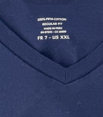 Men’s Classic Lacoste Pima Cotton Soft Feel V Neck T Shirt in Blue Size 7 / 2XL