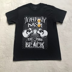 Johnny Cash The Man In Black Mens Black Crewneck Graphic T-shirt L Chest 43″ NWT