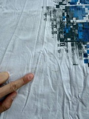 Fendi Roma Men’s Graphic T-Shirt Size IT 54 L-XL White Blue Pixel Art Cotton