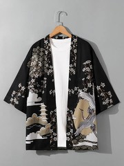 RANMARU KIMONO Men’s Summer Short-sleeved Printed Shirt Shirt Fashion