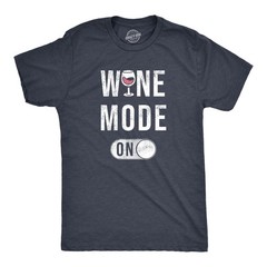Mens Wine Mode On T Shirt Funny Red White Drinking Lovers Button Joke Tee for