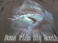 Vintage Discovery Channel T Shirt Bonafide Big Mouth Great White Medium FLAW