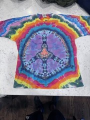 VTG Custom Grateful Dead Style Tie Dye Peace Sign Single Stitch T Shirt Size XL