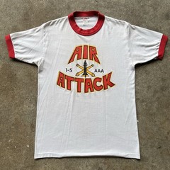 Vintage Us Army Unit Ringer T-Shirt 1-5 AAA Air Attack Men Medium Military Usa
