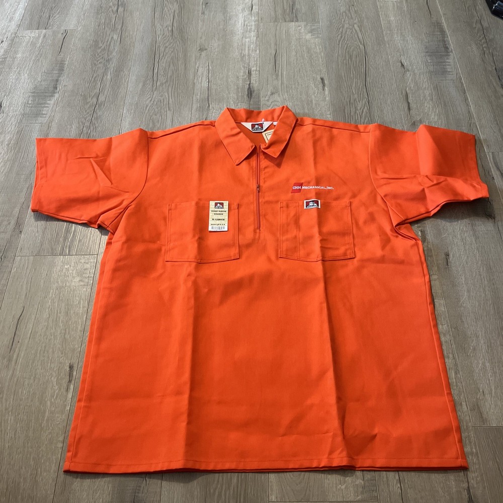 Ben Davis 1/4 Zip Shirt Orange Mens Size XL classic work skate NWT