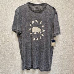 Lucky Brand T-Shirt Men’s L Jet Black (Gray) Buffalo Stars Venice Burnout Tee SS