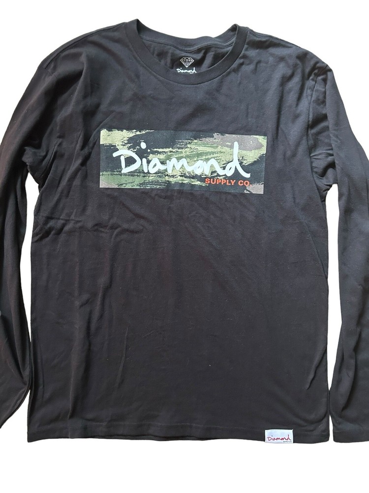 DIAMOND SUPPLY COMPANY BOX LOGO BLACK T-SHIRT LONG SLEEVES SIZE LARGE