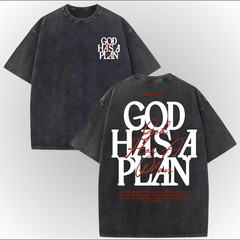 God Has A Plan Vintage Christian T Shirt Oversized Acid Wash Faith Graphic Tee
