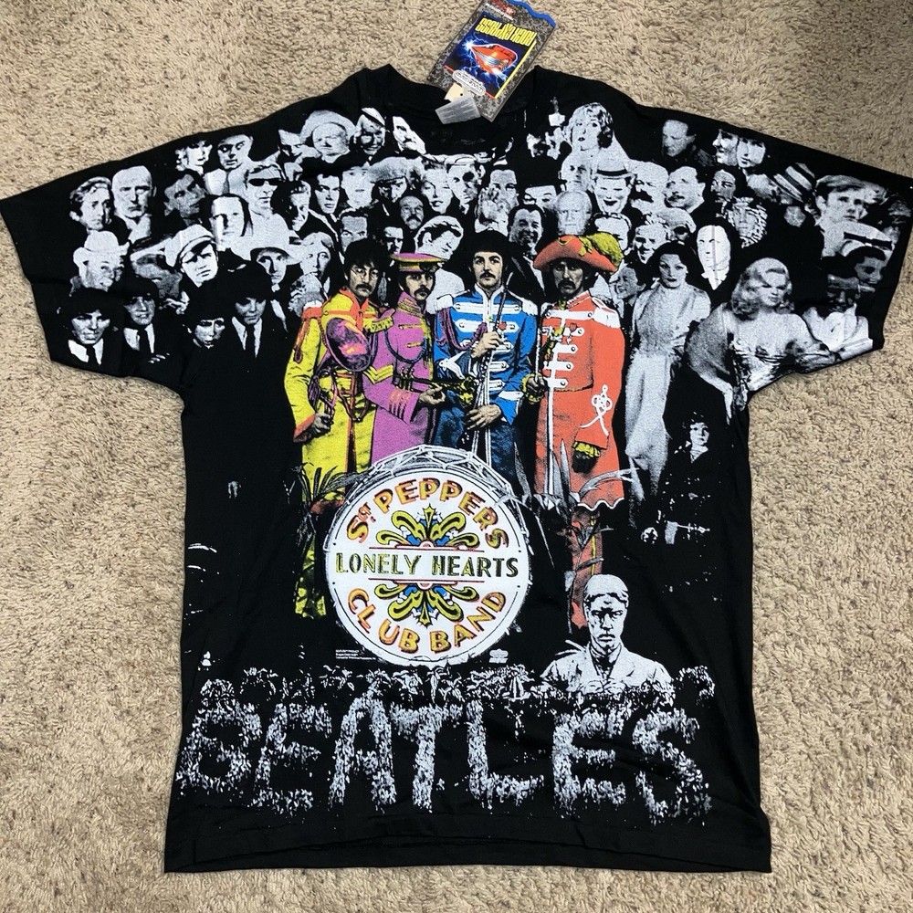 Vintage BEATLES T-Shirt SINGLE STITCH Double Sided PAINTED Sz XL NEW OLD STOCK