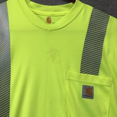Carhartt Shirt Mens LT Yellow Hi Vis Reflective Pocket Safety Workwear Tee