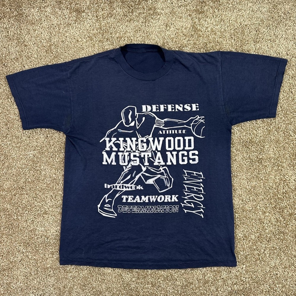 Vintage Basketball Kingwood Mustangs High School T-shirt Large College sports
