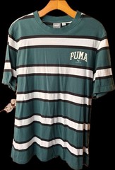 PUMA SPORTS CLUB Classic Men’s Green & White Striped Crew Neck