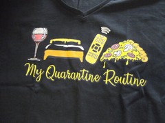 My Quarantine Routine V Neck Short Sleeve Graphic Tee Ladies XL Large