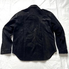 Saxony Collection leather shirt jacket mens Large black suede pocket flaps