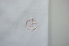 GIORGIO ARMANI ITALY MADE EMBROIDERED LOGO CLASSIC WHITE T SHIRT SZ 46