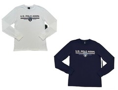 Men US Polo Assn Player USPA Big Logo Long Sleeve Crewneck Classic Tee T Shirt S