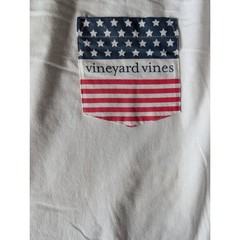 Vineyard Vines Mens XL White Long Sleeve American Flag Pocket T-Shirt Patriotic