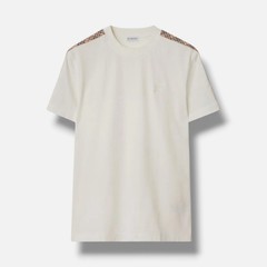 Burberry Men’s White Check Shoulder-Tape T-Shirt Size S