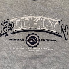 Y2K VTG Brooklyn Express Xpress Mens XL Shirt Gray Embroidered Ringer Oversized