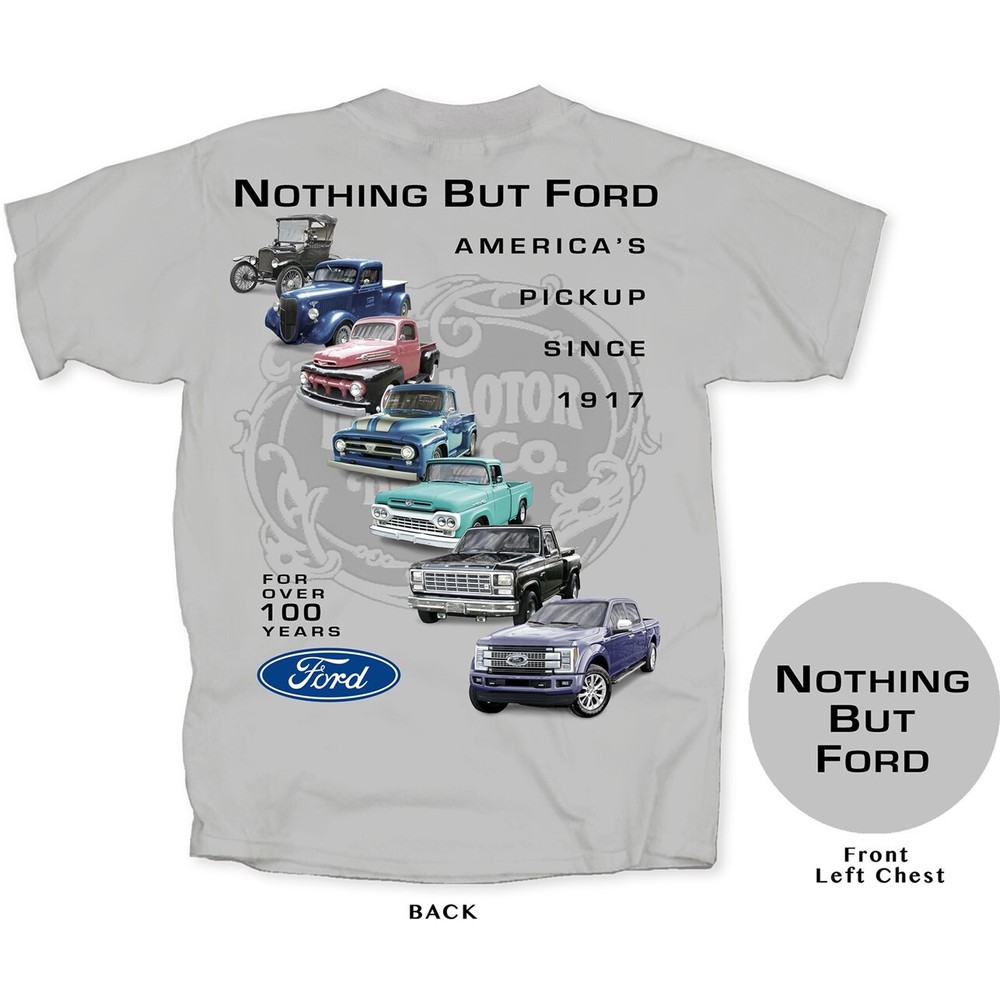 Joe Blow T’s Nothing But Ford Trucks Men’s Ice Gray T-Shirt America’s Pickup