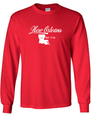 New Orleans Louisiana State T-Shirt Long Sleeve Graphic Tees Unisex Apparel
