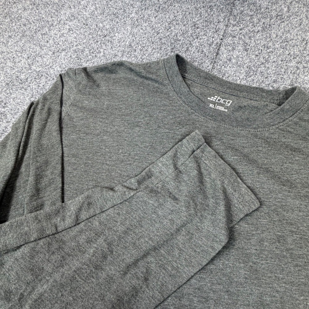 BCG Mens XL Long Sleeve Performance T-Shirt Charcoal Gray Heather Athletic Top