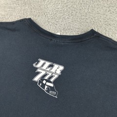 VTG Y2K T Shirt Mens L Black Tribal Fleur Graphic Jared Landers Racing Tribal