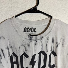 AC/DC Back In Black 1980 Tour Tie Dye Graphic T-Shirt Mens XL White Black