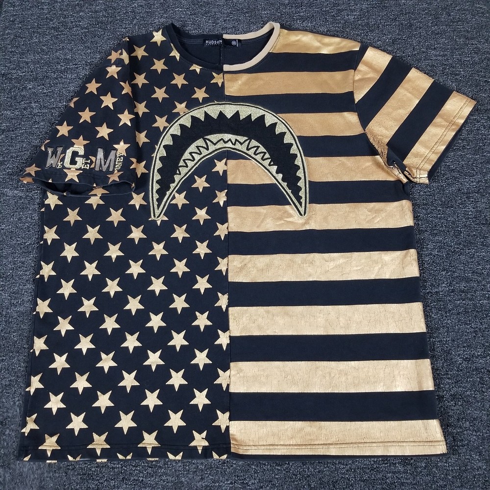 Hudson Outerwear Shirt Mens 3X American Flag Black Stars Stripes We Get Money
