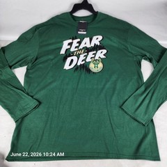 Milwaukee Bucks Fanatics Mens 2XL Longsleeve Green T-Shirt Fear The Deer NBA New