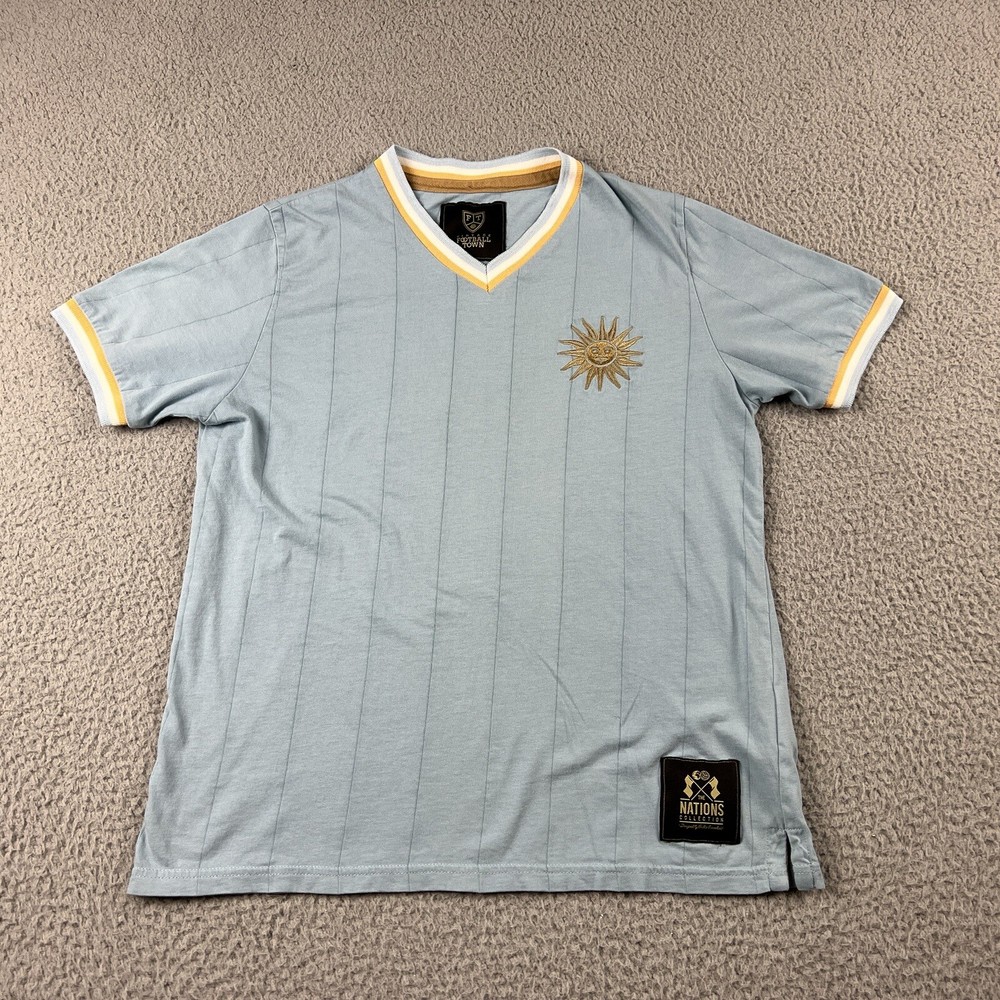 Vintage Football Town Shirt Mens Small Blue Nations Collection Logo Embroidery