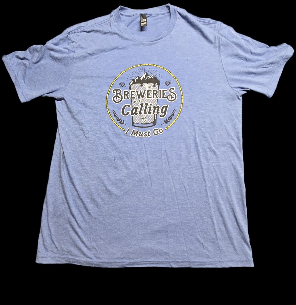 District Perfect Tri Tee The Breweries Are Calling Graphic Beer Shirt Blue L