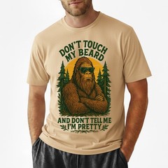 Sasquatch Beard T-Shirt Funny Retro Bigfoot Don’t Touch My Beard Humorous Tee