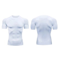 New Men Summer Short Sleeve Fitness T Shirt Running Sport Gym Compression T Shir