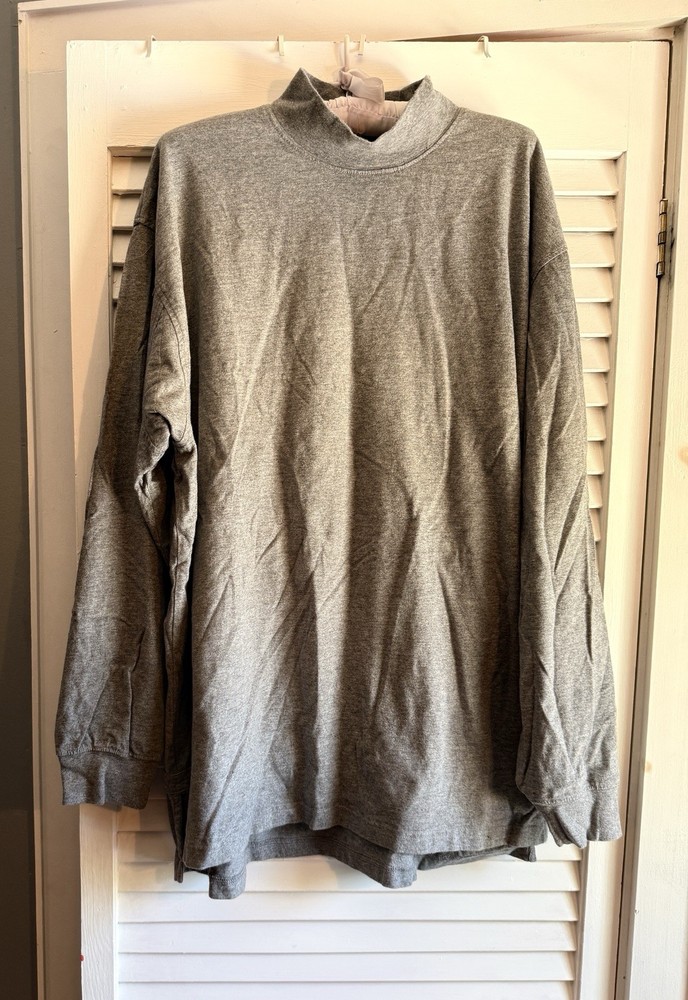 Duluth Trading Co Longtail T Long Sleeve T-Shirt Mock Neck Gray Utility Work XL