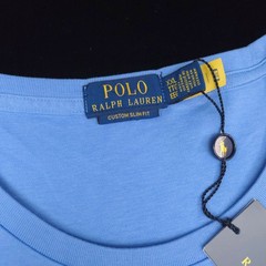 Polo Ralph Lauren T-Shirt Mens XXL Custom Slim Fit Blue Real Pony Crew Pima Soft